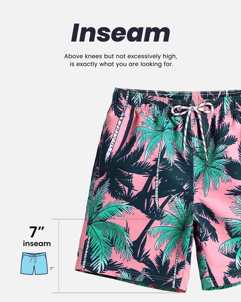 maamgic Mens Swim Trunks Quick Dry Swim Shorts with Mesh Lining Funny Swimwear Bathing Suits 7inch Flamingo Blue Small