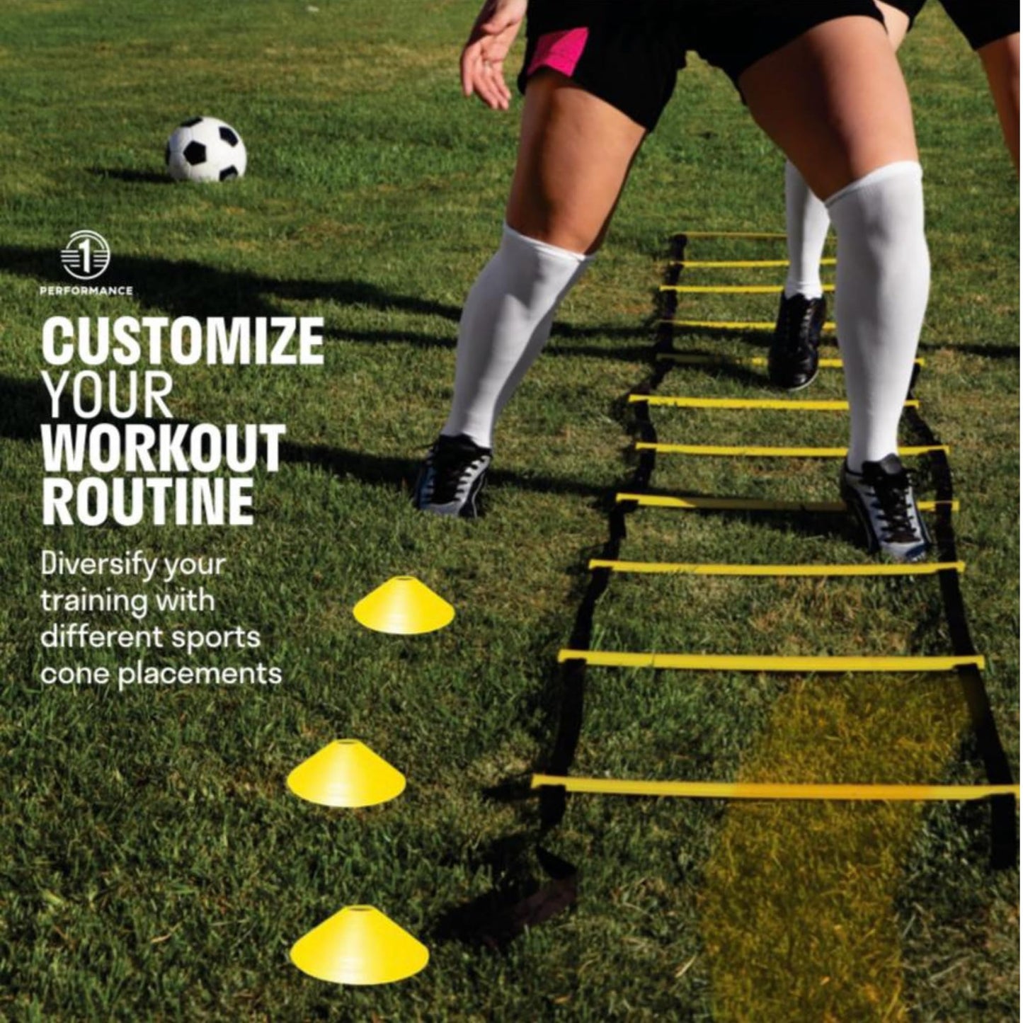 1PERFORMANCE Agility Training Equipment – Agility Speed Ladder & Agility Hurdles | Soccer Football Training Equipment for Youth – Improve Speed, Agility & Coordination