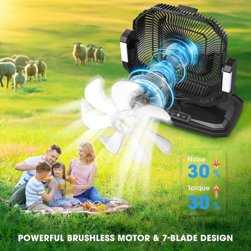 Ausic 20L 12Inch Portable Misting Bucket Fan, 30000mAh Oscillating Outdoor Fans with Remote Control, Rechargeable Battery Powered Camping Fan with Water Spray for Patios, Beach/Travel Essentials