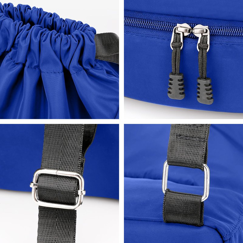 XMYAOWEI Sport Gym Bag Drawstring Backpack Beach Bag for Men Women with Shoe Compartment and Reflective Strips (Blue)