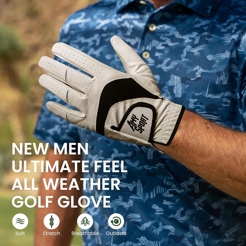 Amy Sport Golf Gloves for Men 3 Pack - Left or Right Hand, White (Variation of THIS listing: White-3 Pack+Left+Large)