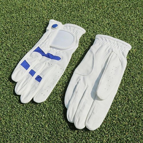 1 Pair Kids Golf Gloves, Junior Breathable Anti-Slip Golfing Sports Gloves with Ventilated Finger Holes for Boys Girls, Adjustable Fit, Left & Right Hand (White Blue, Large)