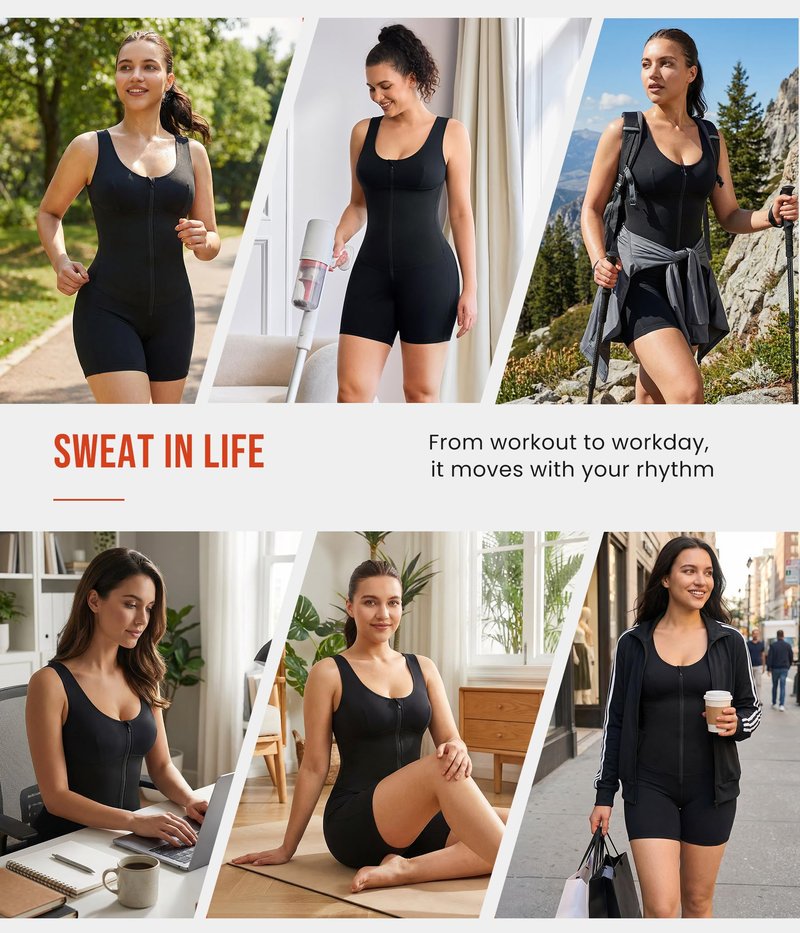 Junlan Waist Trainer for Women - Sauna Suit Women Full Boday Sauna Shirt for Working Out(Black, Large)