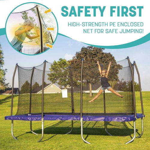 Skywalker Trampolines 9x15 FT Rectangle Trampoline with Safety Net, ASTM-Approved Outdoor Backyard Fun for Kids & Teens