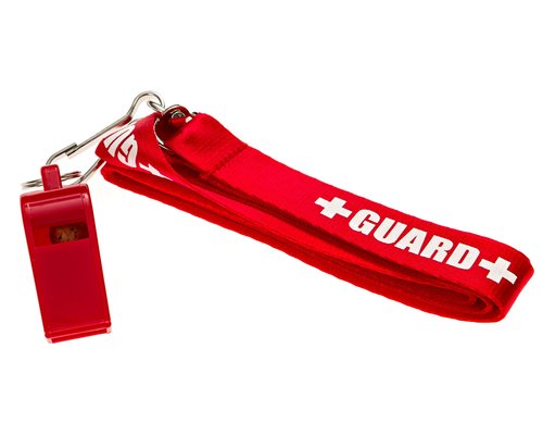 BLARIX Guard Pea Whistle and Lanyard (Red and Red Lanyard w/Print)