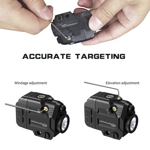 CRONHAWK 500 Lumens Tactical Weapon Flashlights Laser Sight - Rail-Mounted Light and Green Laser Light Combo for Pistol with Picatinny Rail and GL Rails - Magnetic Charging Port