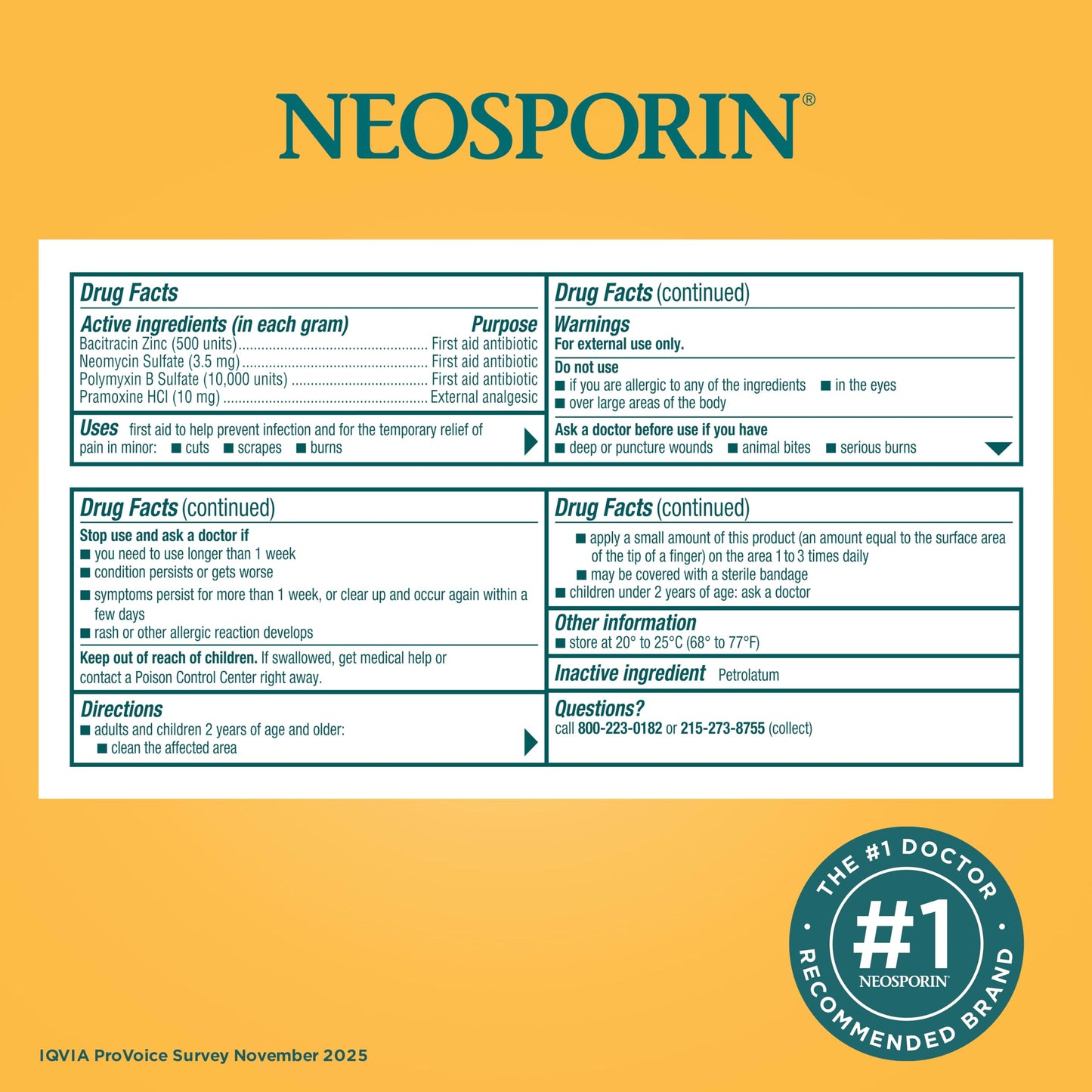 Neosporin + Maximum-Strength Pain Relief Ointment, Triple Antibiotic, Soothing Infection Protection, No-Sting Topical First Aid Wound Care for Minor Cuts, Scrapes & Burns, 1 Oz Tube