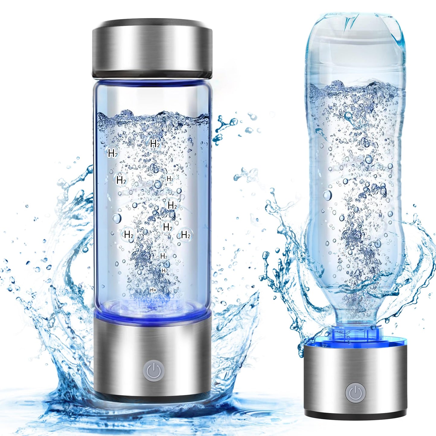 2025 New Hydrogen Water Bottle, 2200PPB in 3Min, SPE PEM Tech, Portable 16OZ, Rechargeable Hydrogen Water Bottle for Travel, Home, Office – Gift for Family & Friends (Light Gray)
