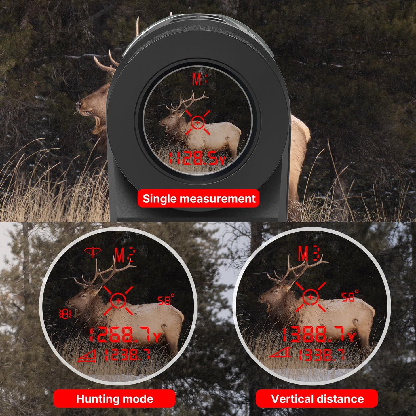 1800 Yards Range Finder for Hunting, 7X Magnification, WOGREE Laser Rangefinder with OLED Red Display, ±1 Yard Accuracy, Long Distance Measuring for Hunter&Golfer, Locking with Pulse Vibration