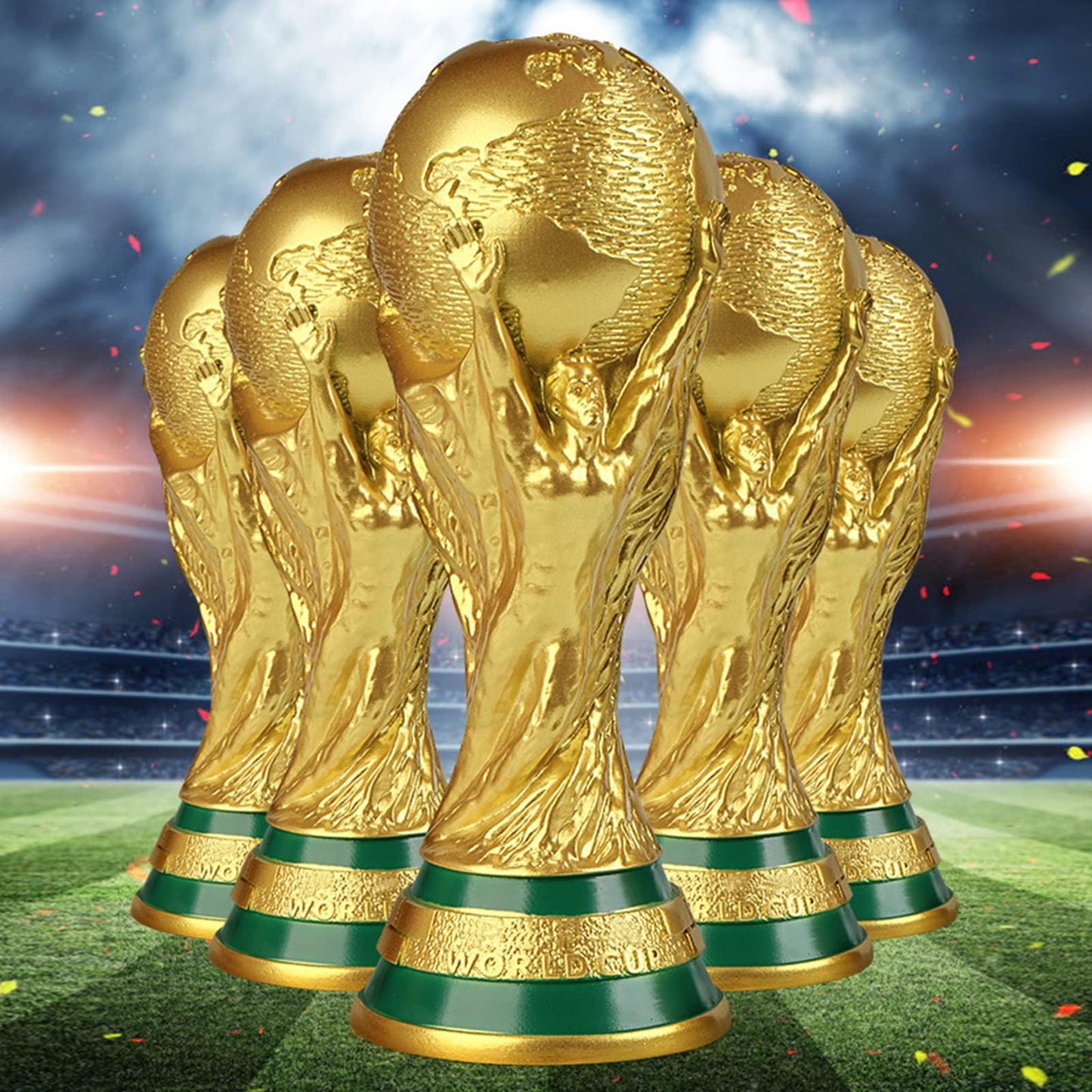 2022 World Cup Trophy Replica, Gold Resin Soccer Collectible for Desktop & Office