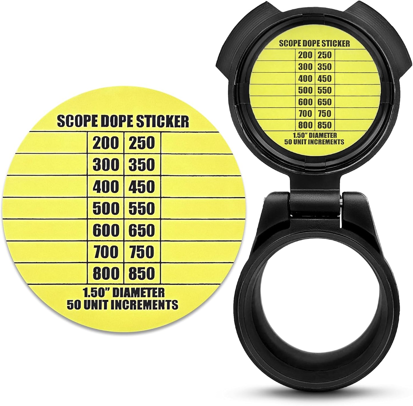 14 Pack Scope DOPE Sticker for Long-Range Shooting- Rifle Scope Sticker Can Be Used with Range Card and Dope Cards for Shooting -1.5 Inch Diameter- Fits Most Scope Caps - Made in the USA - Neon Yellow
