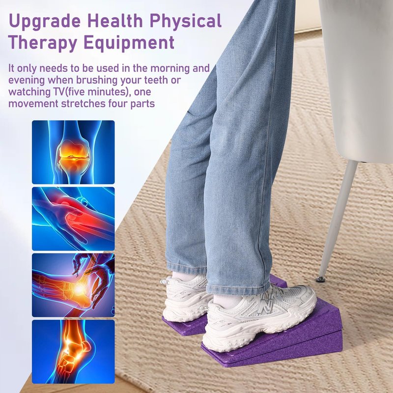 Slant Board Squat Wedge for Calf Stretching,3 Pcs 12" x 6.3" Foot Stretcher Balance Board for Plantar Fasciitis, Adjustable Foam Slant Board Wedge Great for Exercises (Purple)