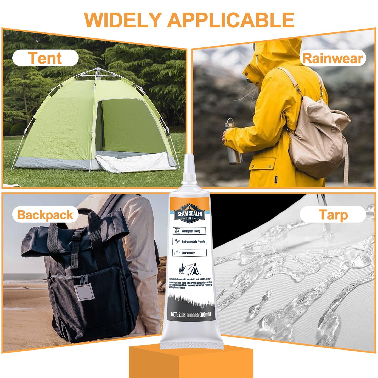 INNOVAYOU Tent Seam Sealer 120ml, No Sew Solution Waterproof Fast Cure Seam Sealer Tent, for Tents and Outdoor Fabric, Clear
