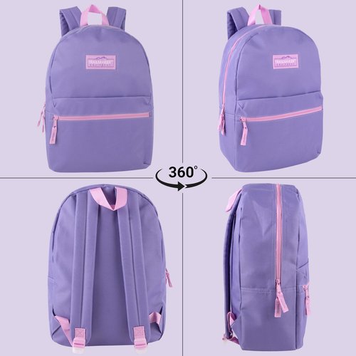 Trail maker Classic 17 inch Backpacks with Adjustable Padded Straps | School Backpacks for Girls, Boys (Purple)
