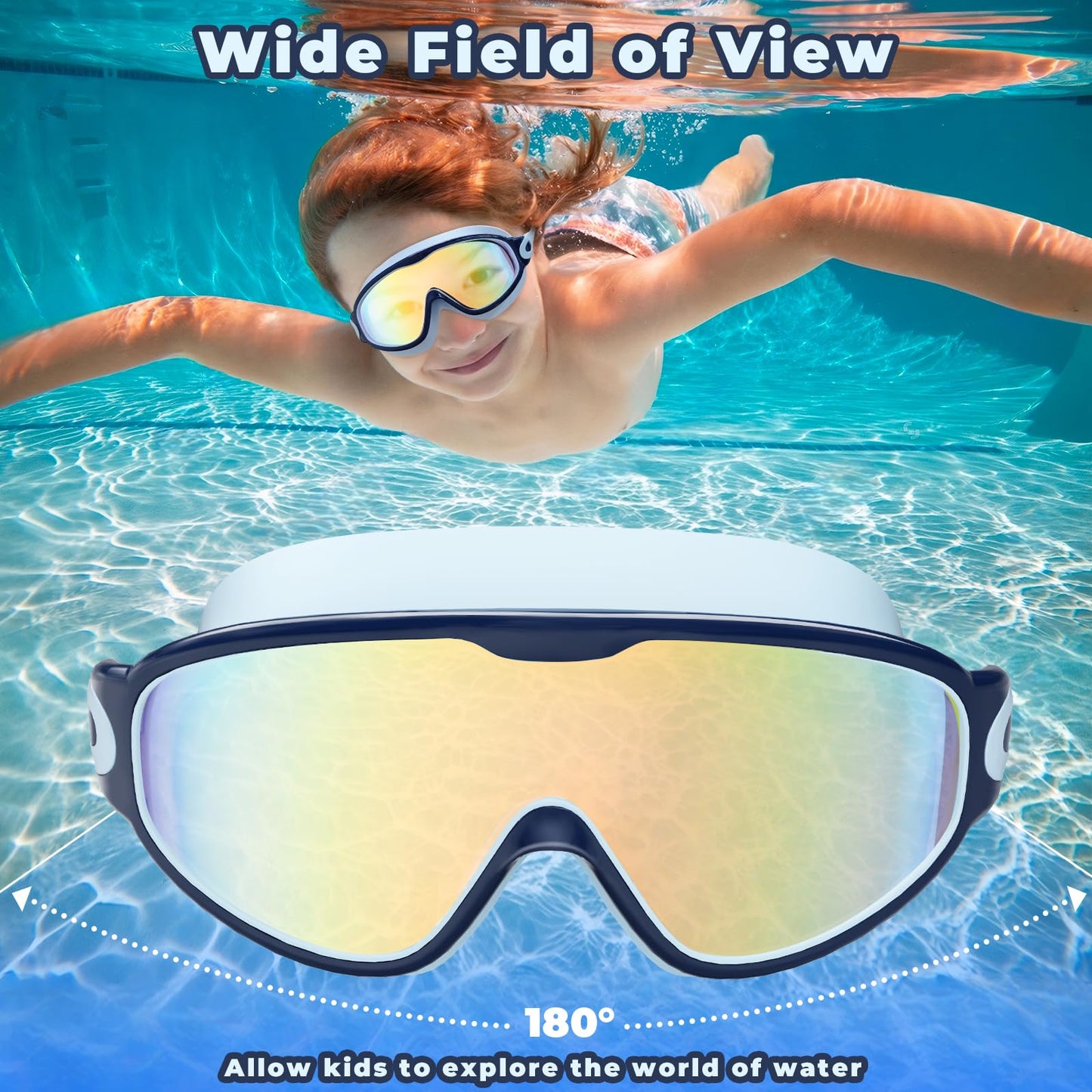Keary 2 Pack Swim Goggles for Kids 6-14 8-14 Kids Swimming Goggles Age 3-15 4-7 4-16 8-12 For Boys Girls Youth Toddler Children Pool Water Goggle Anti Fog UV Protection Clear Wide View Waterproof