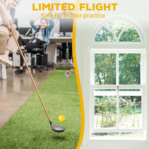 Lunmon 24 Pack Practice Golf Balls 42 mm Limited Flight Plastic Golf Training Airflow Hollow Ball for Driving Range Swing Practice Backyard Indoor Outdoor Home (Yellow)