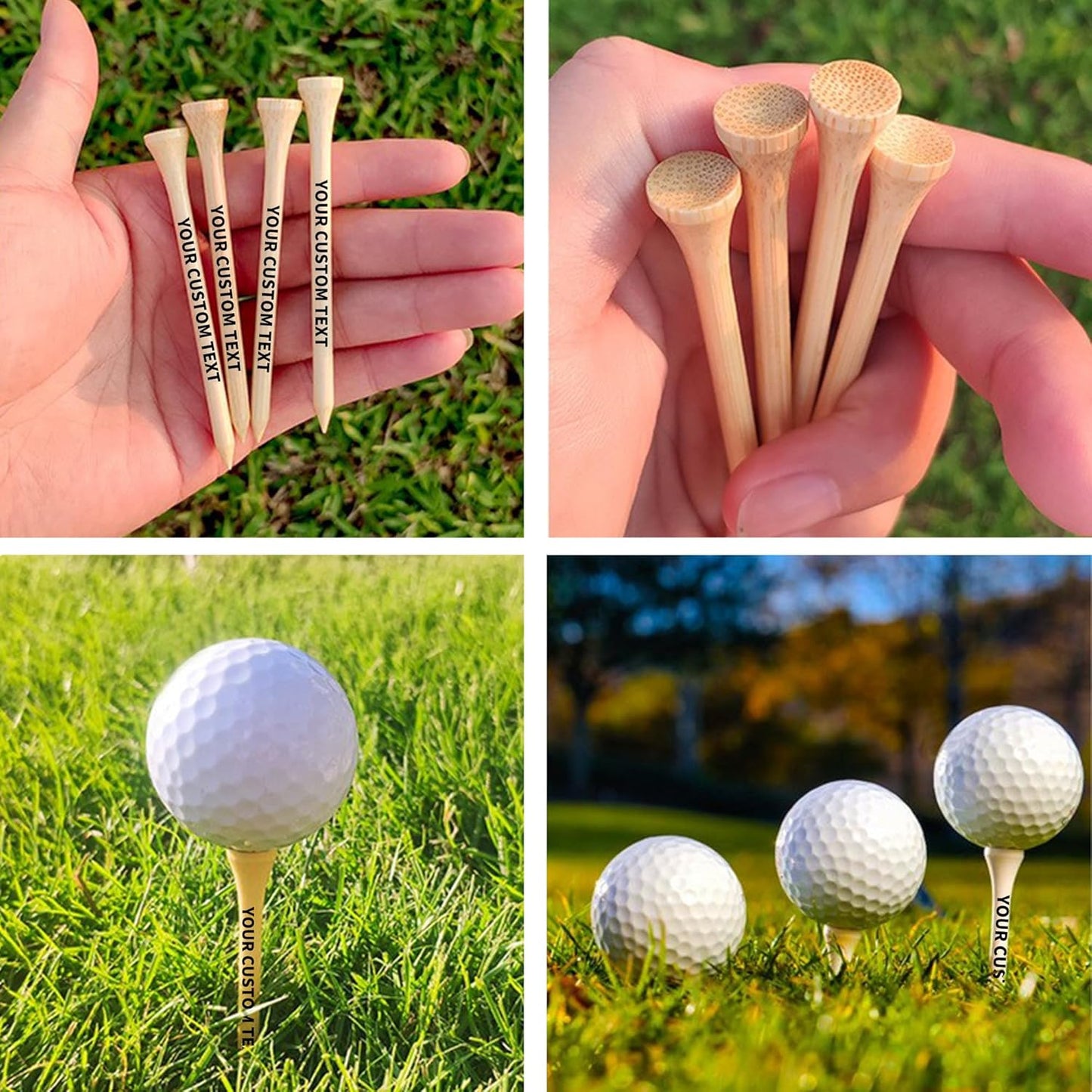 100-1000pcs Personalized Golf Tees, Printed with Your Name or Text Logo. Custom Bamboo Golf Tees, 3 1/4'' 2-3/4'' 2-1/8'', Personalized Golf Gifts