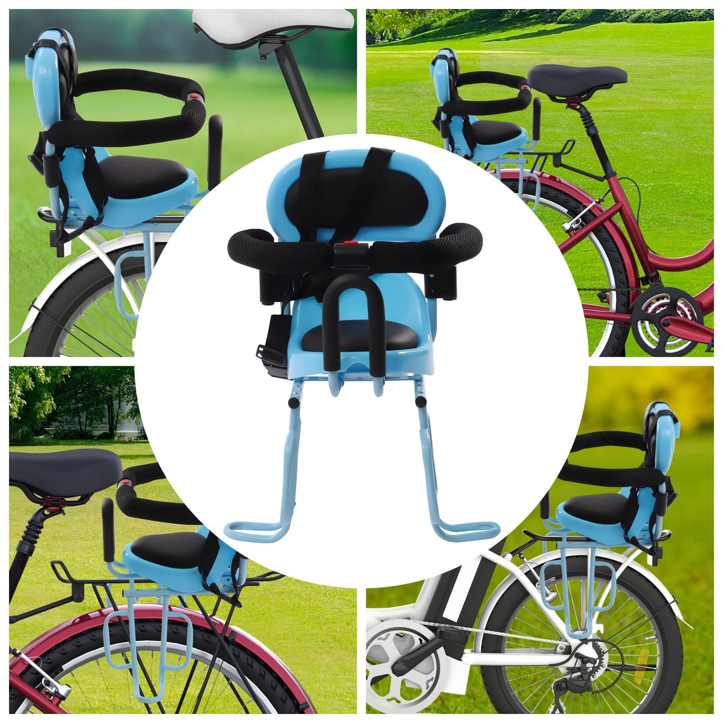 JCHAJMCONA Rear Mounted Kids Bike Seat with Removable Safety Back, Child Carrier Bicycle Seat for Mountain, Adult & E-Bikes