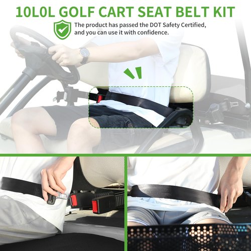 10L0L Universal 4 Passenger (2+2) Golf Cart Seat Belt Kit for EZGO, Yamaha, Club Car, Fits Front Rear Seat, with Bracket
