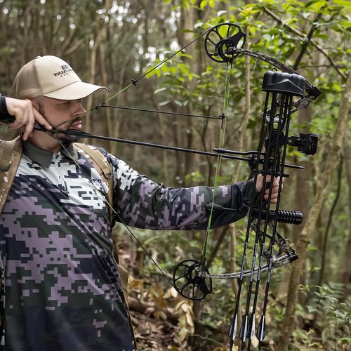 PANDARUS Compound Bow Package for Adults and Teens, 0-70 Lbs Draw Weight Limbs Made in USA,Lightweight Design,with Archery Hunting Equipment, Limited Life-time Warranty(Black Right Handed Pro)