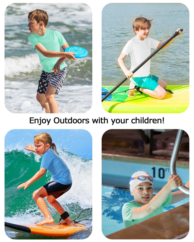 DRONIRING Boys Rash Guard Swim Shirt, UPF 50+ Sun Protection Short Sleeve Rashguard, Kids Quick Dry Beach Surfing Water Shirt
