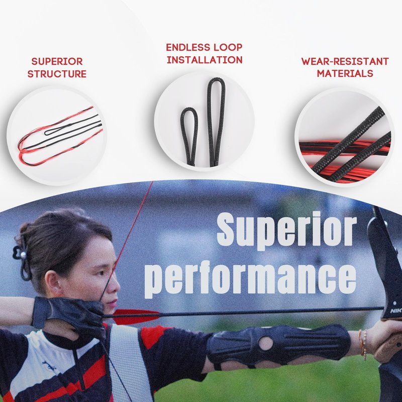 ELONG OUTDOOR Archery Recurve Bow String for Recurve Long Bows, Bowstring Traditional Bow Replacement, AMO 56 to 62 inch -12-14-16 Strands, W/2 Brass Nocks