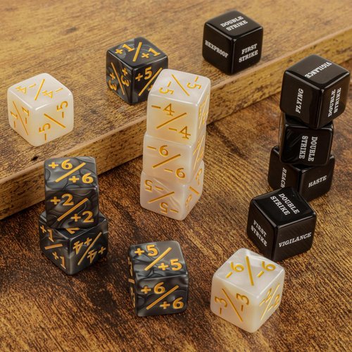 Flvdierd 48 Pieces MTG Counter Token Dice Counters Marble Keyword Counters life Counter Tokens Dice Buff Tokens Compatible with Magic Card Game Accessories CCG Creature Stats (Classic, 48)