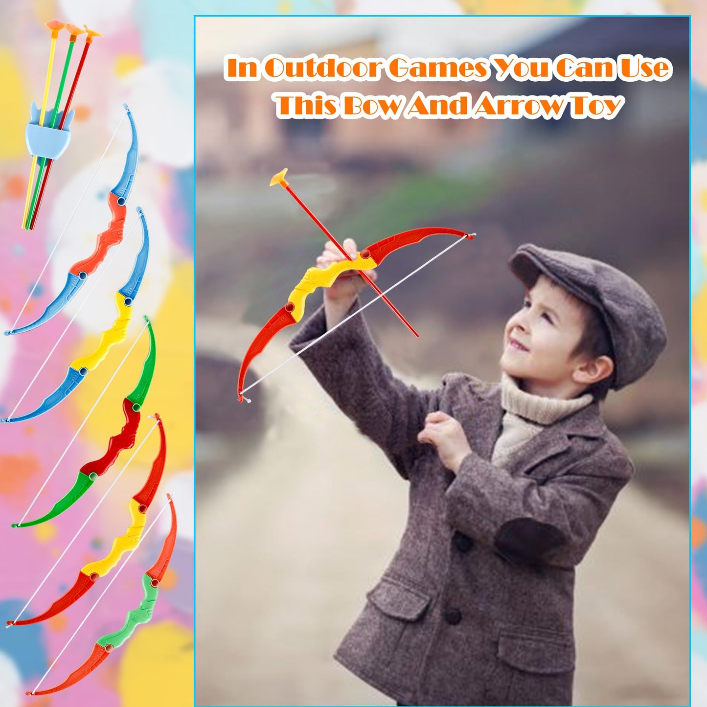 16 Sets Kids Plastic Bow and Arrow Toy Small Bow and Arrow Shooter Mini Arrow Shooter Toys for Boys Girls Sports Target Outdoor Game Sport Party Favors Gifts