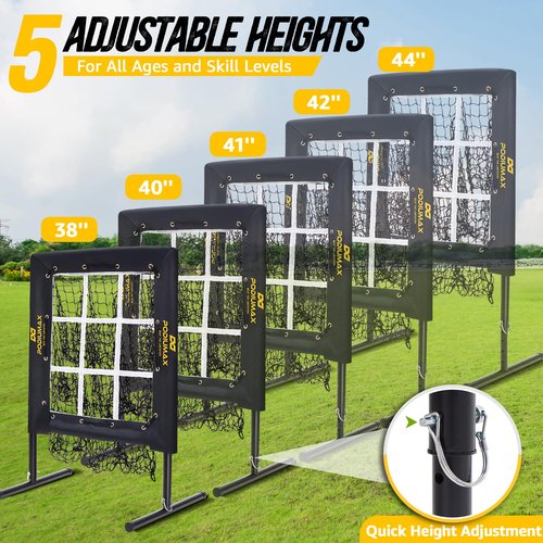 PodiuMax Baseball Pitching Net, 9 Hole Pitching Net with Strike Zone, 5 Adjustable Heights Baseball Throwing Net for All Ages, Heavey Duty Solo Trainer with Carry Bag for Backyard Practice