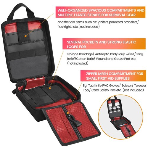 Haafoo Medical Molle Pouch Tactical - 1000D Nylon First Aid Pouch, Big Capacity EMT Pouch Utility, Heavy Duty Military Grade Rip-Away Ifak Pouch for Home and Outdoor Activities(Bag Only