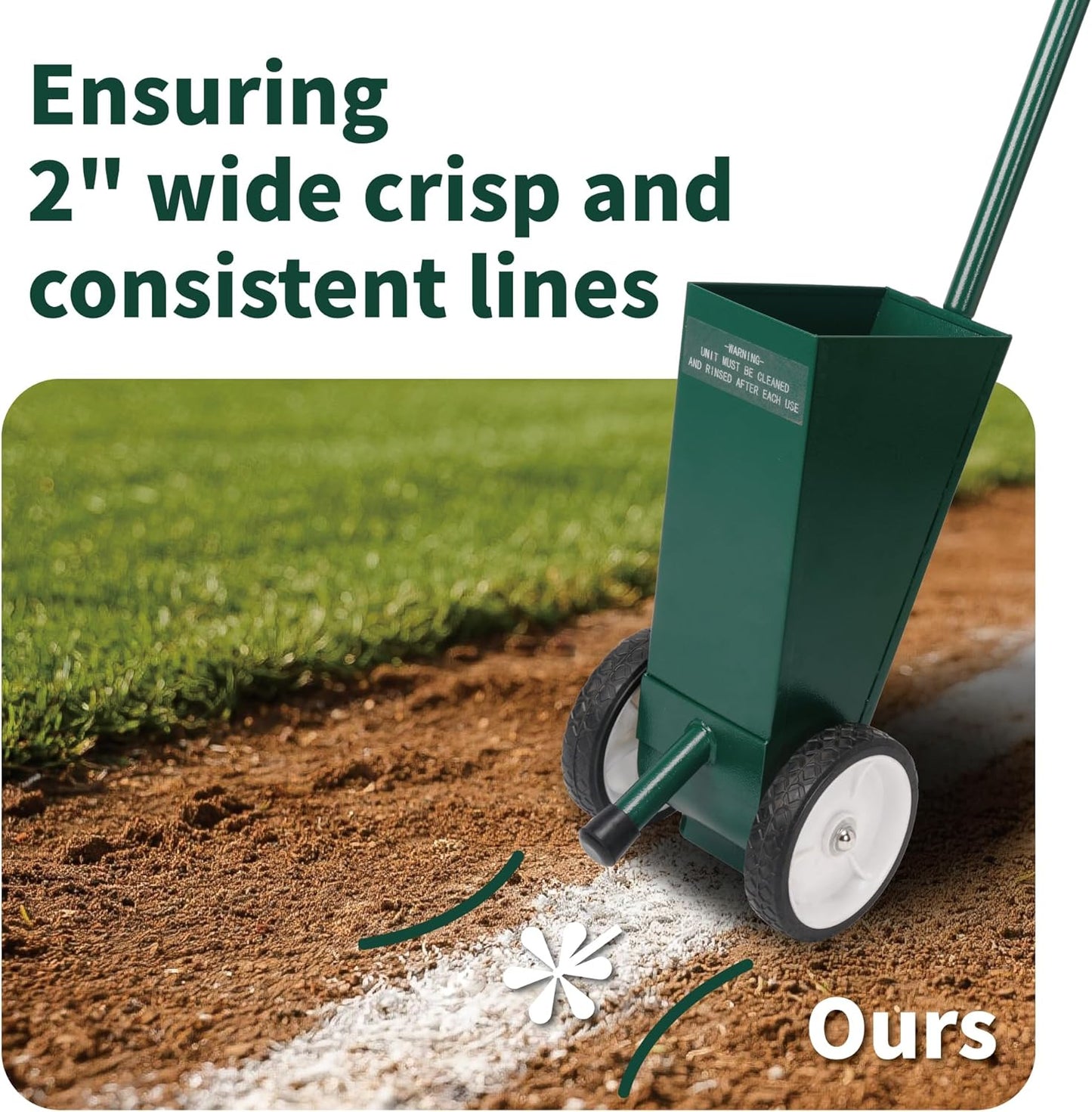 10 Lbs Heavy Duty Steel Dry Line Marker Field Liner Field Chalker Field Striping Machine for Baseball & Softball Field, 2 inch Wide Lines, Green