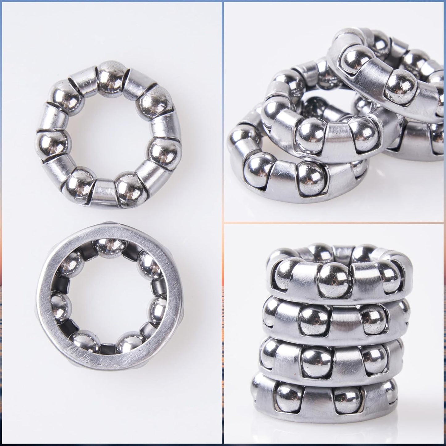 10 PCS Bike Ball Bearings Fit for Front and Rear Hub Wheel,Bearing's OD=1",ID=0.55",Ball Bearing Fixed Cage for Bicycles,1/4”×7 Balls (10)