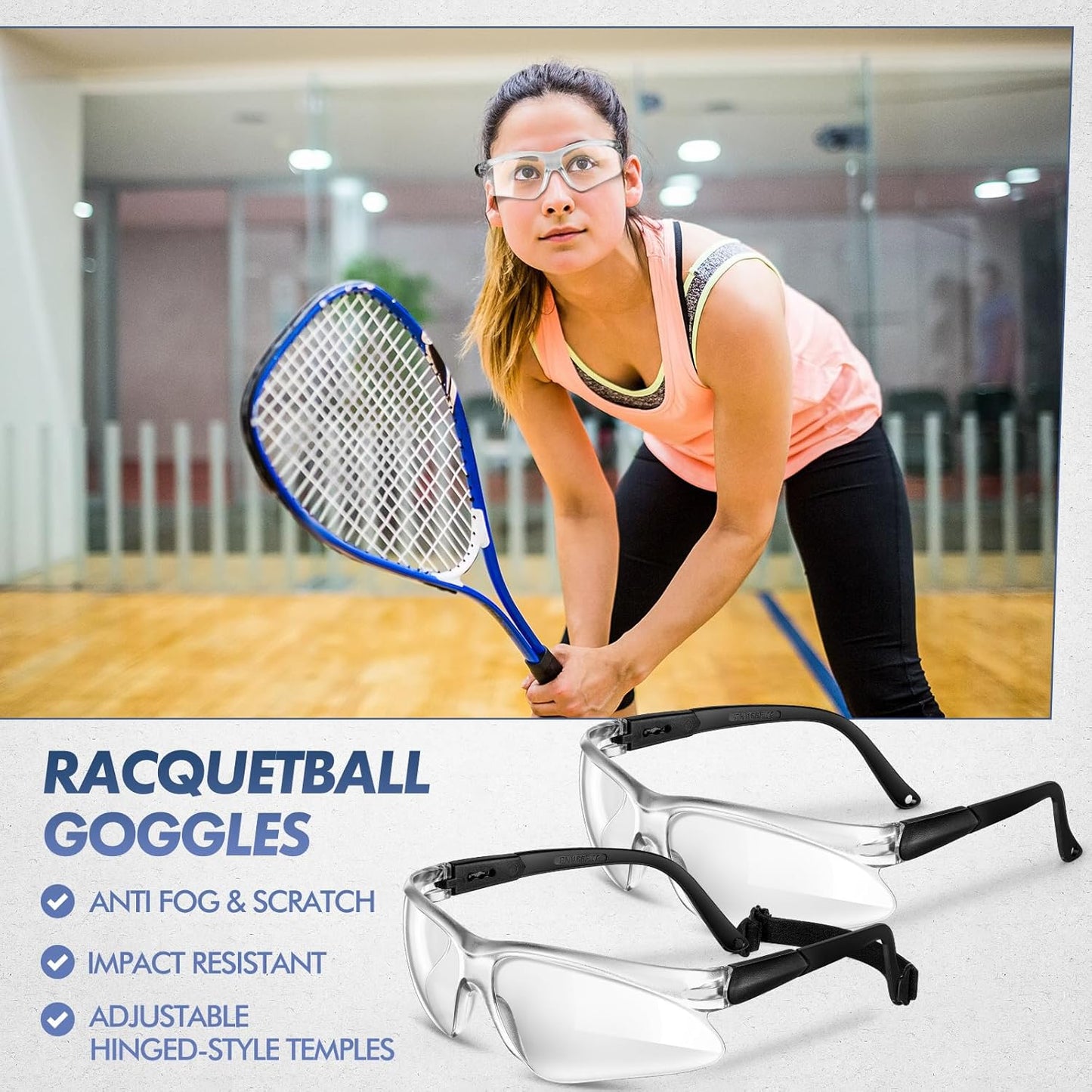 3 Pieces Racquetball Goggles Sports Basketball Goggles Anti Fog Field Hockey View Protective Sports Eye Protectors Scratch Resistant Protective Eyewear