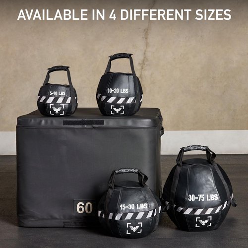 Elite Sports Kettlebell Sandbag - Heavy Duty Sand Weights Bag for Cross Training, Strength Training, Workout, Functional Fitness, Adjustable Weight, Durable Training Equipment for Home & Gym (Black, 30-75 LBS)