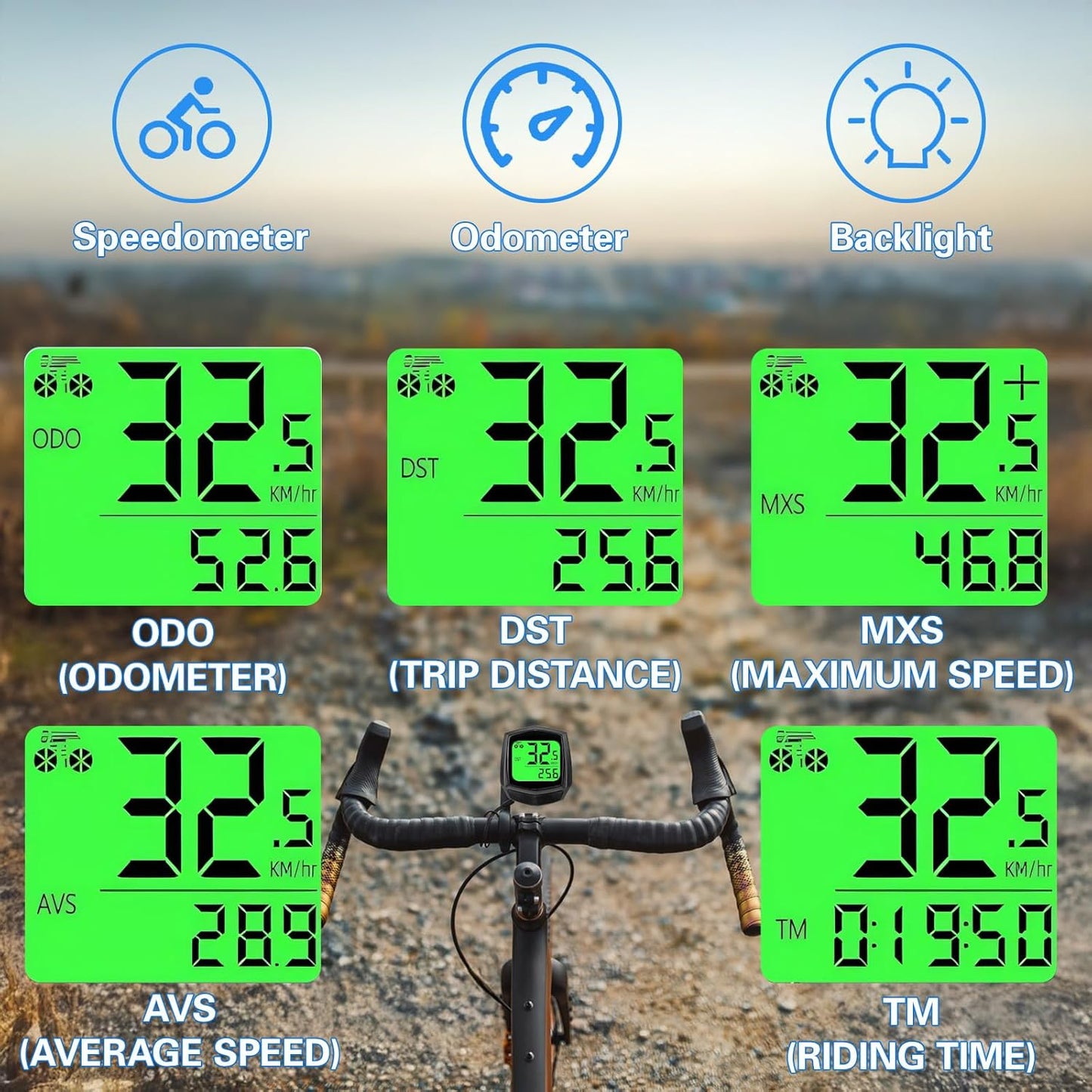 2025 New Bike Computer and Bike Odometer Wireless MPH KM/H Bicycle Speedometer with Automatic Wake-Up Cycling Speed Tracker Display & Single Mileage & Multi-Functions & Calories Statistics Accessories