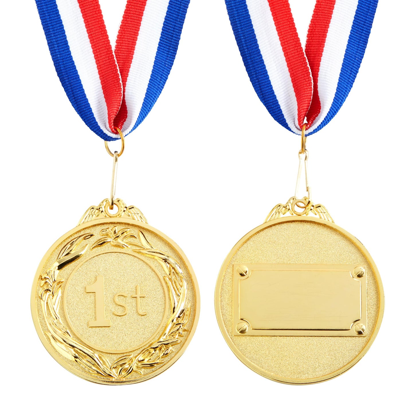 Juvale 6 Pack 1st Place Gold Medals with 16 Inch Neck Ribbon for Awards, Sports Tournaments, Soccer, Baseball (Round, Metal, 2.5 Inch Diameter) - Medals for Awards