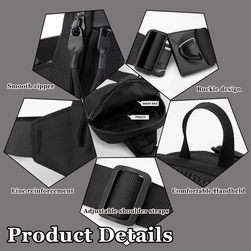 Men's and Women's Mini Sling Bag - Double Pocket Waterproof Crossbody Bag, Suitable for Hiking and Sports Running Backpacks