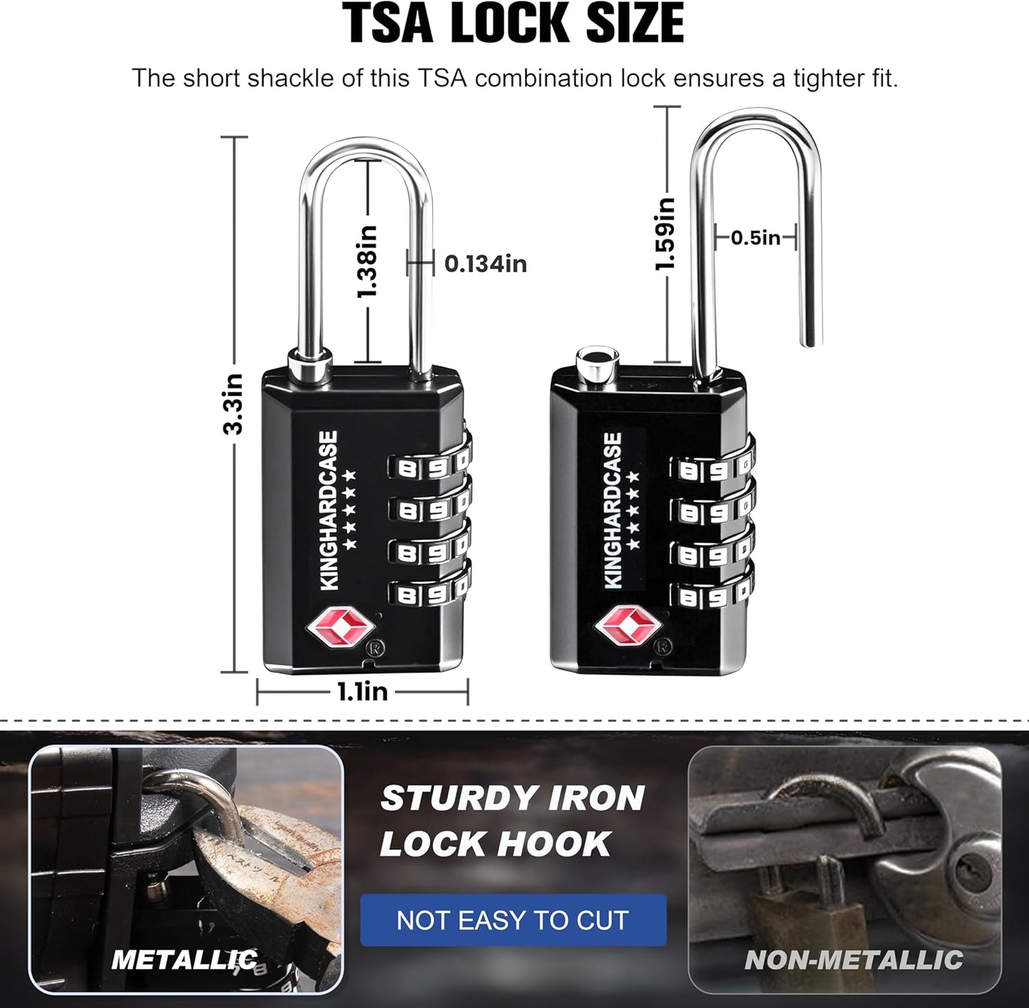 2 Pack TSA Approved Gun Locks, 4 Digit Combination Locks for Gun Case, Ammo Box, Rifle Bag, Luggage, Durable Resettable Locks with Locking Hook, Zinc Alloy, Travel Security