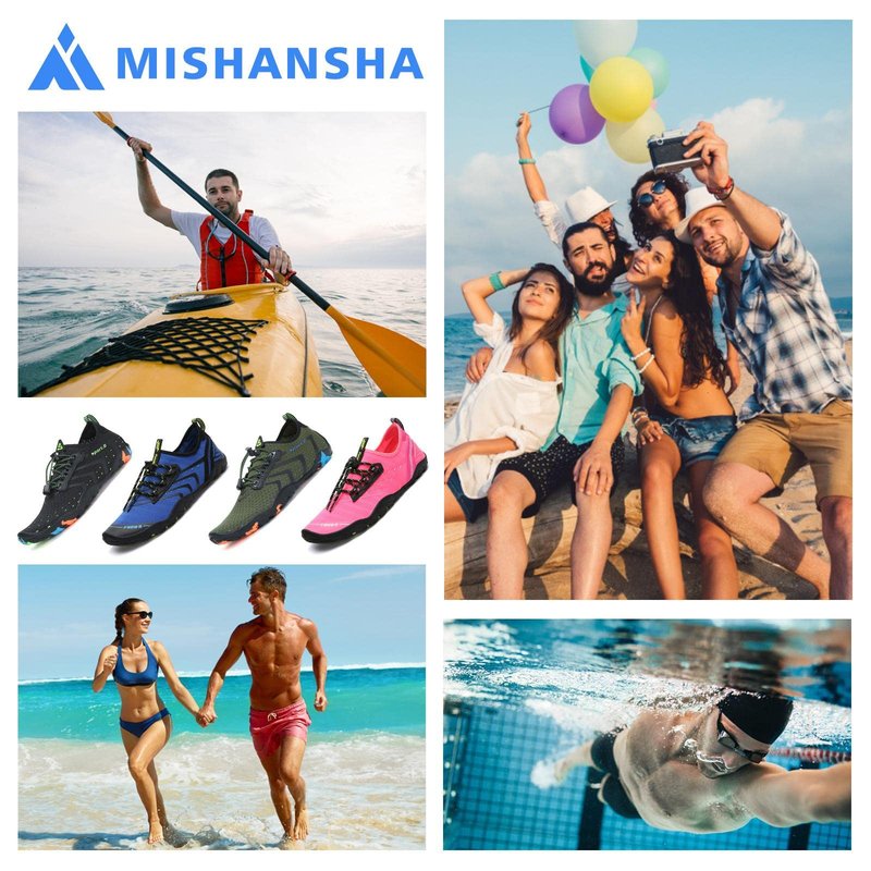 Mishansha Water Shoes for Women Men, Quick-Dry Barefoot Swim Shoes with Drainage Holes, Lightweight Aqua Shoe for Beach Pool River Boating Yoga Walking 9.5 Women/8 Men French Rose