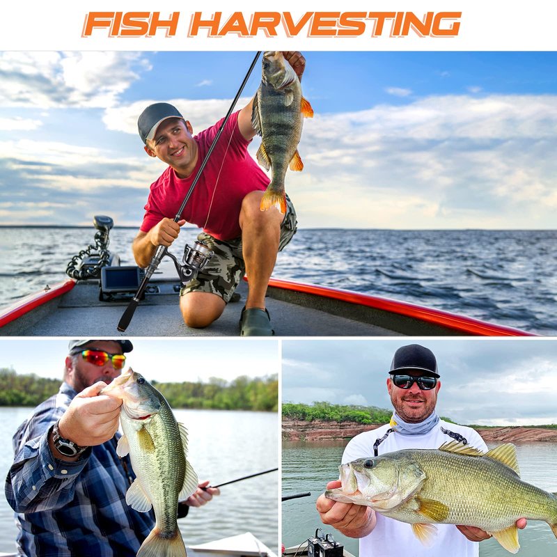 PLUSINNO Telescopic Fishing Rod and Reel Combos Full Kit, Carbon Fiber Fishing Pole, 12 +1 Shielded Bearings Stainless Steel BB Spinning Reel(2pack)