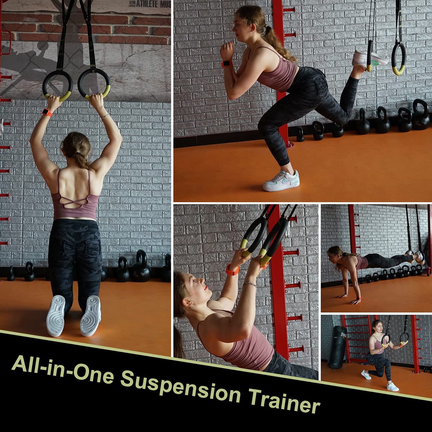 QUOLIX Gymnastic Rings & Olympic Rings with Adjustable Straps, Non-Slip Pull Up Rings with Straps, 1300lbs Exercise Rings for Men Women, Gymnastics Rings for Home Gym, Workout, Exercise, Calisthenic