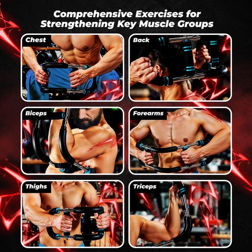 Twister Arm Trainer Chest Workout Equipment - 66-110lbs Adjustable Resistance Upper Body Muscle Strength Builder Clip Exerciser for Men - Home Gym Wrist Exercise Pectoral Strengthener Bar Device
