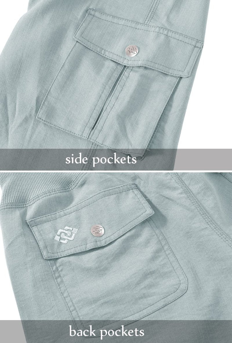 MoFiz Womens Capris with Pockets Loose Fit Casual Capri Pants Dressy Lightweight Ladies Baggy Cargo Pants for Hiking Light Gray L
