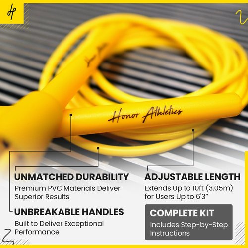 HONOR ATHLETICS Speed Rope, Skipping Rope - Best for Double Under, Boxing, MMA, Cardio Fitness Training Condition - Jump Rope (SNOW WHITE, 11 ft rope – (Fits users over 6'3"))