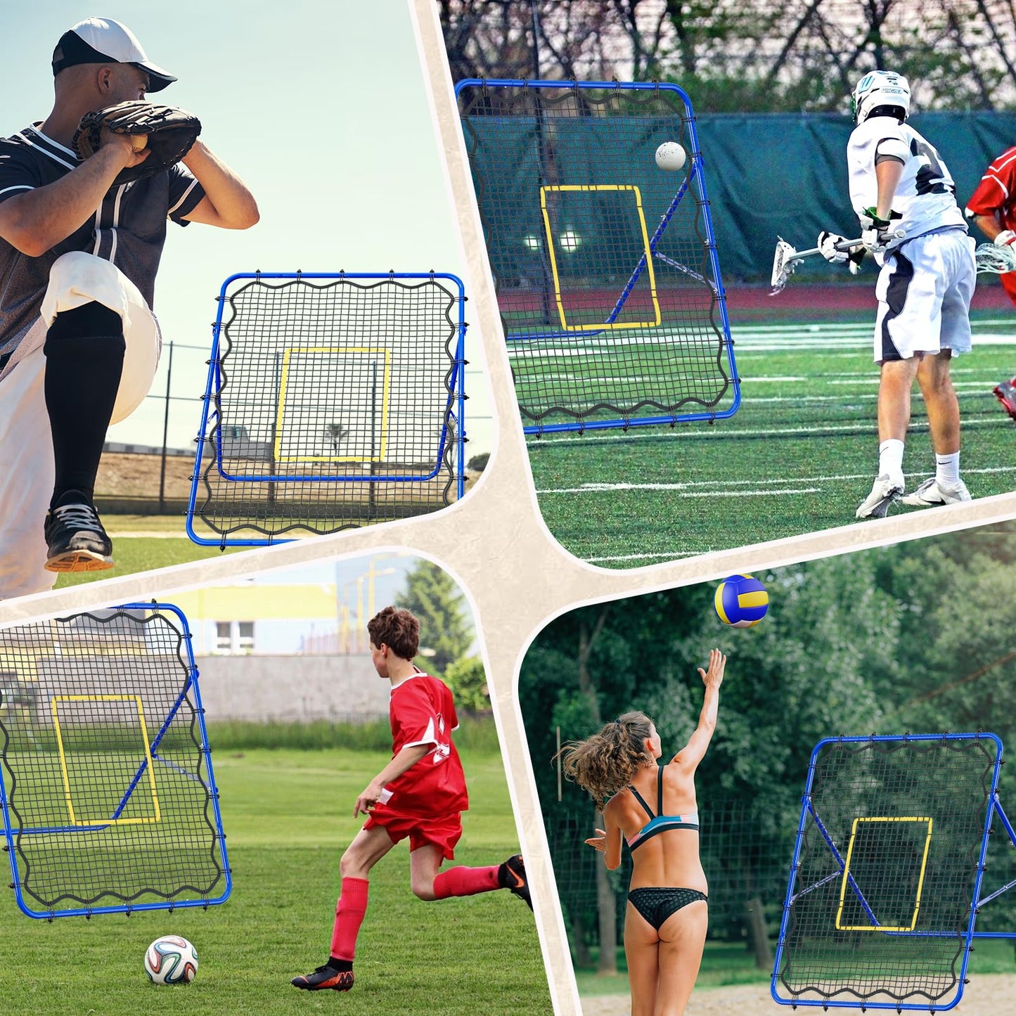 JIRTEMOT Volleyball's Rebounder, Volleyball Net System for Hitting, Blocking, Serving, Setting, Portable Volleyball Training Equipment with 6-Angle Quick Adjustments, 4.5x4FT