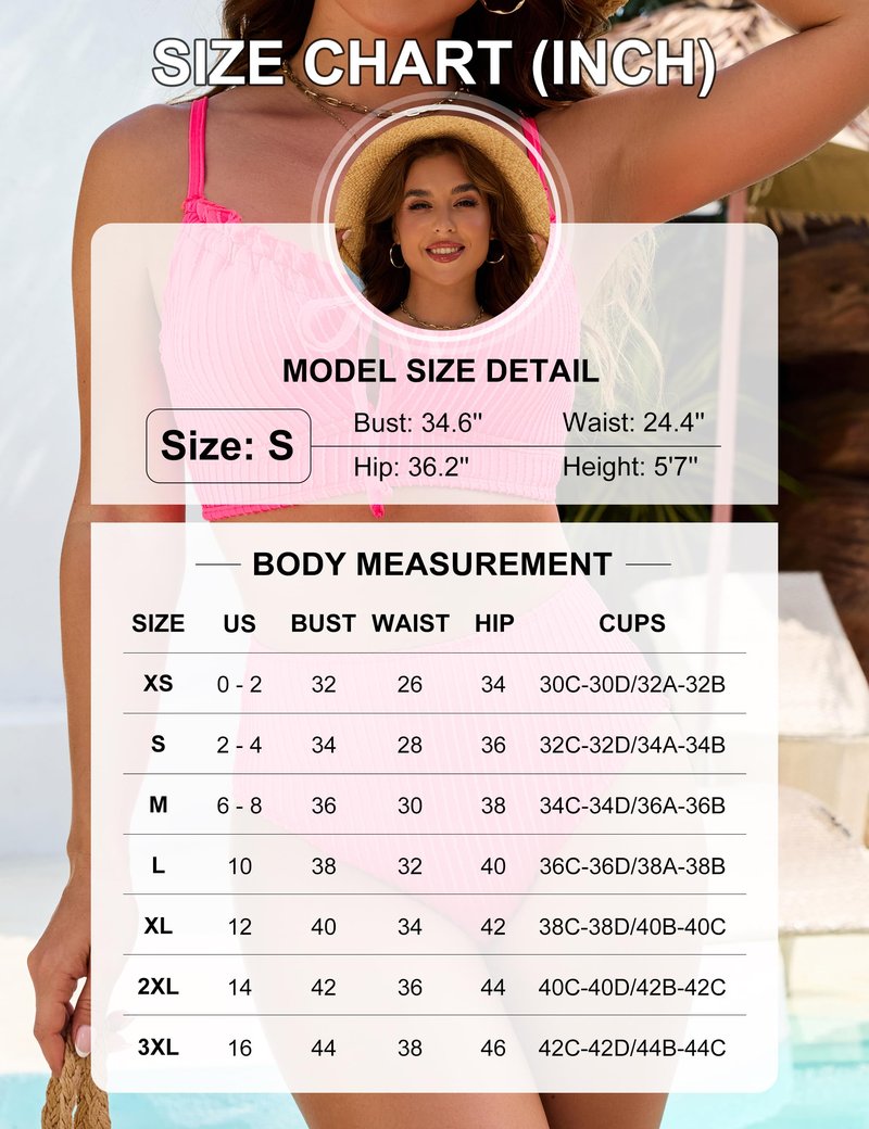 BMJL High Waisted Bikini Sets for Women Textured Tummy Control Swimsuits Two Piece Tie Knotted Beach Swim Suits 2026