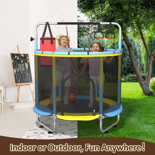 60" Trampoline for Kids, 5FT Mini Indoor and Outdoor Toddler Trampoline with Net