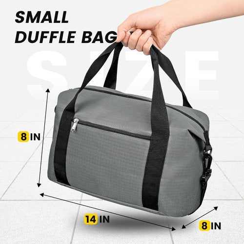 Vorspack Small Gym Bag - 14 Inches Duffle Bag for Travel Lightweight Duffel Bag for Men Women Personal Item Bag Weekender Bag for Travel Sports Gym - Grey