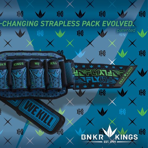Bunkerkings Fly2 Strapless Paintball Harness Pod Packs - 4+7 Royal Teal