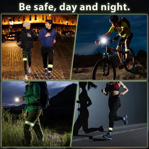 Alrhso 4 Pcs Reflective Arm Band Reflective Running Straps Ankle Strap High Visibility Adjustable Running Gear Elastic Wristbands for Jogging, Cycling, Walking Accessories